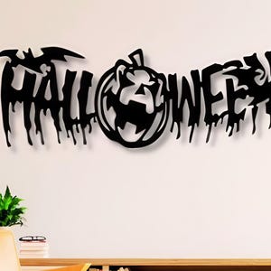 Halloween Metal Wall Art Files, Pumpkin Bat Design (SVG, DXF, PNG)