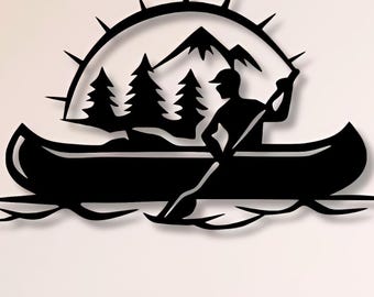 Canoe Scene Metal Wall Art Files, CNC Laser Cut (Dxf Svg Png)