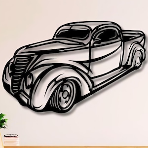 Vintage Car Dxf Svg Png Files Old Car Pickup Wall Art Cut File For Cnc Plasma Laser Glowforge Cricut