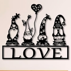 Love Gnomes Dxf ,Svg , Png , Files , Love , Gnome , Valentines , Day , Valentin , Wall art, Laser cut , For Cnc , Laser , Plasma , Glowforge