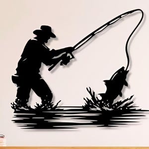 Archivos DXF, SVG y PNG de pescador. Pescador. Archivo de corte por plasma. Corte vectorial para CNC, plasma, láser, Glowforge, Cricut.