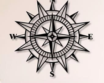 Compass Rose Metal Wall Art Files, CNC Plasma Laser Cut (svg, dxf, png)