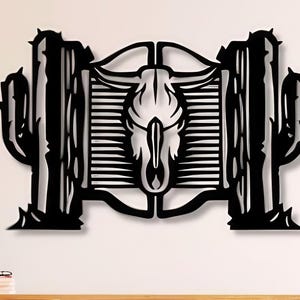 Saloon Door Dxf Svg Png Files , Western , Cactus , Horn , Bull , Door , Design , Wild , West , Cowboy , Saloon , Vintage , Cut , For , Cnc