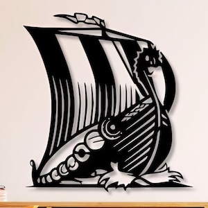 Viking Ship Dxf , Svg , Png , Files , Wall art , Laser cut , Ship , Warrior , Pirates , Viking , Ship , Vintage , Retro , For Cnc Cut