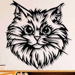 Cat Face Dxf Svg Png Files Cats Wall Art Cut File For Cnc Plasma Laser Glowforge Cricut