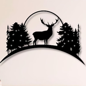 Deer Scene Dxf , Svg , Png , Files , Deer , Reindeer , Christmas , Trees , Forest , Scene , View , Cut , File , For , Cnc , Plasma , Laser