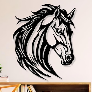 Pferde-Dxf-Svg-Png-Dateien, Pferdegesicht, Wandkunst, Schnittdatei für Cnc-Plasma-Laser Glowforge