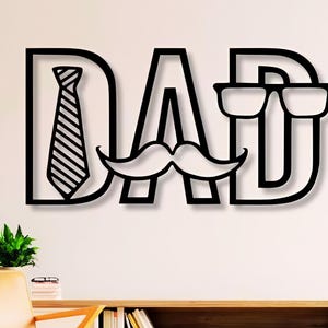 Pai Dxf Svg Png Arquivos, Pai, Dia dos Pais, Pai, Bigode, Gravata, Óculos, Parede, Decoração, Corte, Arquivo, Para, Cnc, Plasma, Laser