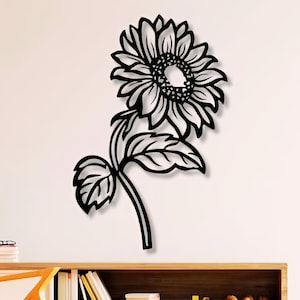 Sunflower Dxf Svg Png Files Flower Floral Cut File Stencil Wall , Art , Flowers , Wildflower , For , Cnc , Plasma , Laser