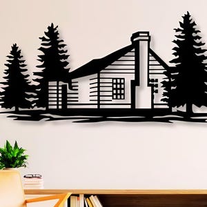 Wood House Dxf , Svg , Png , files , Wall art , Wooden , House , Home , Trees , Forest , Laser cut , For Cnc , Laser , Plasma, Glowforge