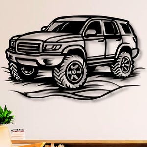 LKW-Dxf-Svg-Png-Dateien Off-Road-Truck-Wand-Kunst-Schnitt-Datei für Cnc-Plasma-Laser Cricut Glowforge