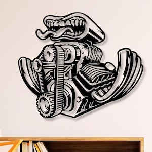 Motor Dxf svg Png-Dateien Mechaniker Motor Wall Art Cut Für Cnc Laser Cricut Glowforge Xtool