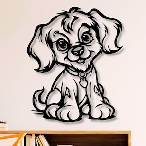 Lindos archivos Dxf Svg Png de perro Archivo de corte de cara de perro Arte de pared para CNC Plasma Laser Glowforge