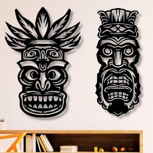 Tiki Mask Dxf Svg Png Files Aloha Masks Wall Art Cut For Cnc Plasma Laser Cricut Glowforge Xtool