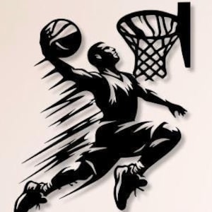 Archivos Dxf Svg Png de baloncesto Archivo de corte de arte de pared de baloncesto para Cnc Plasma Laser Cricut Glowforge Xtool