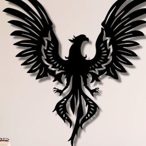 Fichiers Phoenix Dxf Svg Png Wings Rising Bird Vectorel, couper, fichier, pour, CNC, plasma, laser, Glowforge