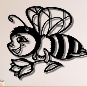 Bee Flower Dxf , Svg , Png , Files , Bee , Flower , Fly , Honey , Cut , File , For , Cnc , Plasma , Laser