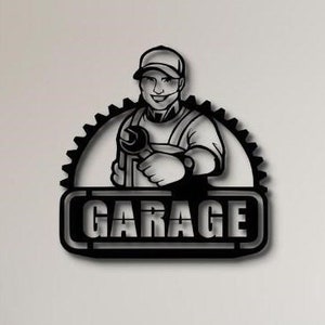 Garage Dxf Svg Png-bestanden plasmabestand Lasergesneden reparatie Garage Dxf Svg Garage teken kunst aan de muur, voor CNC, laser, plasma, cricut, Glowforge