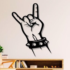Fichiers rock main Dxf Svg Png signe de la main rock en métal fichier découpé rock n roll pour laser plasma cnc Glowforge