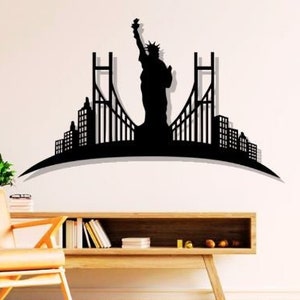 Estátua da Liberdade Dxf Svg PNG Arquivos de Corte de Plasma Newyork America City Skyline para CNC Plasma Laser Glowforge Cricut