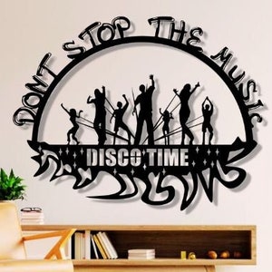 Fichiers disco Dxf Svg Png, musique continue, danse, fête, divertissement, DJ, discothèque, mur, décoration, fichier de découpe pour laser plasma cnc