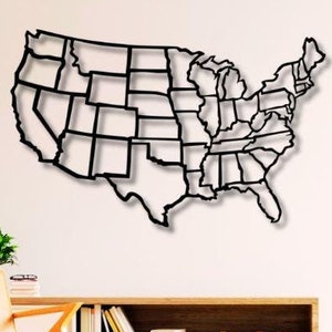 Amerikaanse kaart Dxf Svg Png-bestanden Amerika kaart overzicht muur kunst gesneden bestand voor Cnc Plasma Laser Glowforge Cricut