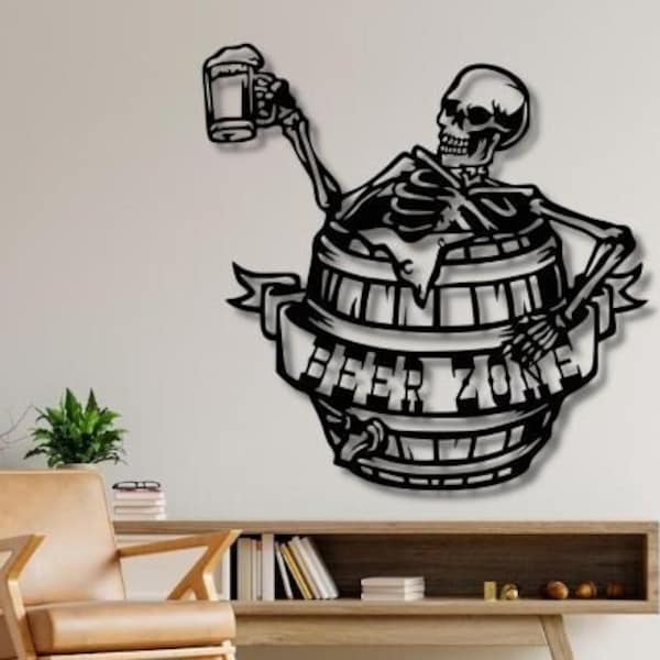 Beer Skeleton Dxf , Svg , Png , Files , Beer , Barrel , Skeleton , Skull , Drunk , Wall , art , Cut , File , For , Cnc , Laser , Plasma