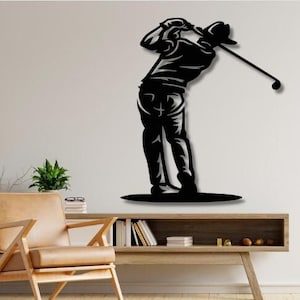Fichiers Dxf Svg Png de golf, art mural joueur de golf, fichier découpé pour, CNC, laser, plasma, Glowforge