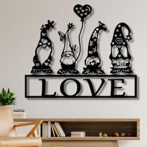 Love Gnomes Dxf ,Svg , Png , Files , Love , Gnome , Valentines , Day , Valentin , Wall art, Laser cut , For Cnc , Laser , Plasma , Glowforge