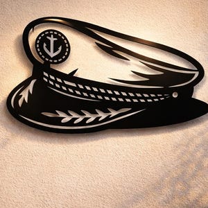 Captain's Cap Dxf Svg Png Files Metal Wall Art, CNC Cut Files