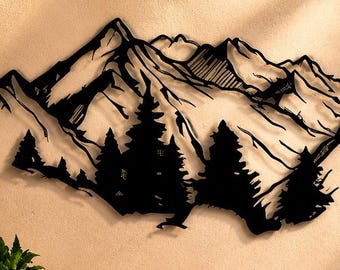 Mountain Scene Svg Dxf Png Files Metal Wall Art Files, CNC Plasma Laser Cut