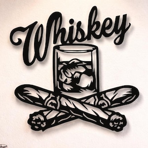 Whiskey and Cigars Svg Dxf Png Files Metal Wall Art, CNC Laser Cut Files