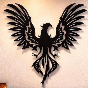 Phoenix-Svg-Dxf-Png-Dateien Rising Flügel Vektor, CNC-Plasma-Laser-Schnitt-Datei