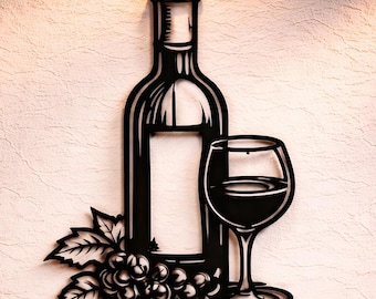 Archivos DXF y SVG de botellas de vino para decoración de paredes, archivos de corte por plasma CNC (svg, dxf, png)