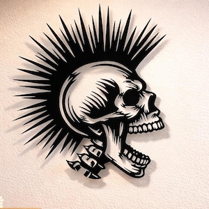 Screaming Skull Dxf Svg Png Files Punk Scream Wall Art Cut File Vector For Cnc Plasma Laser Cricut Glowforge Xtool Tattoo