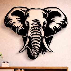 象の顔の金属製壁アートファイル（SVG、DXF、PNG）