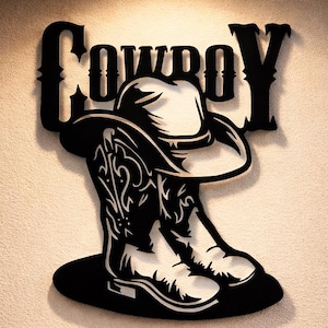Cowboy Hat Boot Metal Wall Art Files, CNC Laser Plasma Cut (svg, dxf, png)