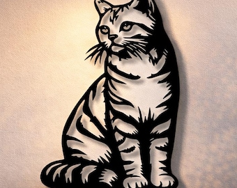 Katze-Svg-Dxf-Png-Dateien Wandkunst, Vektordatei geschnitten