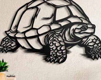 Turtle Metal Wall Art, Land Tortoise Cut File (SVG, DXF, PNG)