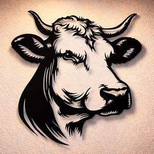 Cow Head Dxf Svg Png Files Cow Vector Art Cut File For Cnc Plasma Laser Cricut Glowforge Xtool