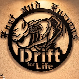Fichiers d'art mural en métal Drift Car, découpés au laser plasma CNC (svg, dxf, png)
