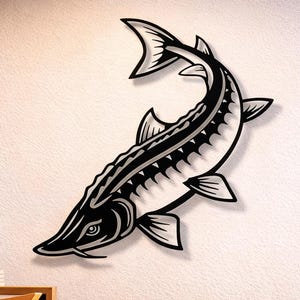 Sturgeon Fish Vector Art, CNC Plasma Laser Cut File (svg, dxf, png)