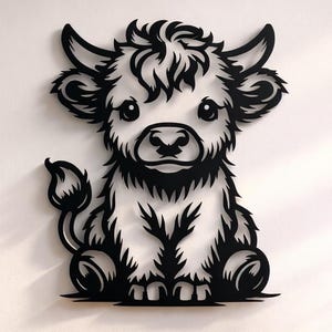Highland Cow Dxf Svg Png Files Baby Cow Vector Cut File For Cnc Plasma Laser Cricut Glowforge Xtool