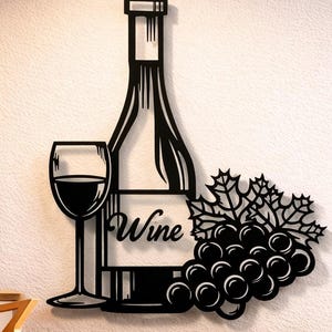 Wine Dxf Svg Png Files Bottle Grape Glass Vector Art Cut File For Cnc Plasma Laser Cricut Glowforge Xtool