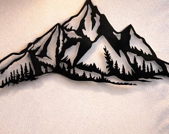 Mountain Scene Metal Wall Art Files for CNC (SVG, Dxf, Png)