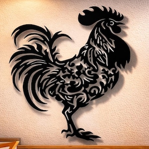 Blumen Hahn Dxf svg Png-Dateien Metallwandkunst, CNC-Plasma-Laserschnitt-Dateien