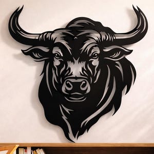 Bull Head Wall Art, CNC Plasma Laser Cut File (svg, dxf, png)