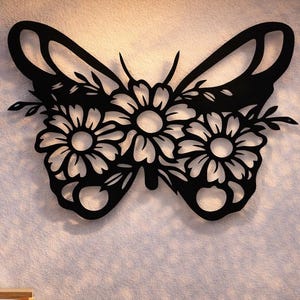 蝶のDXF、SVG、PNGファイル、春のベクターウォールアート、CNCプラズマレーザー、Cricut、Glowforge、Xtool用カットファイル