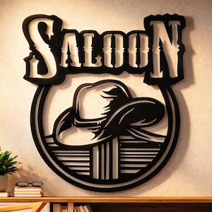 Saloon Cowboy Hut Dxf svg Png-Dateien Metall-Wand-Kunst-Dateien, Laser Cut Cnc