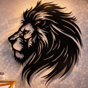 ライオンヘッドポートレート、メタルウォールアートファイル（SVG、DXF、PNG）